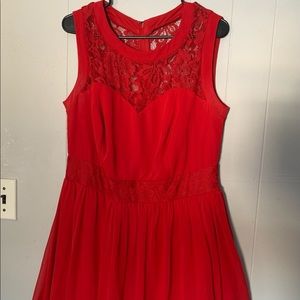 Deb Red Lace Midi Dress